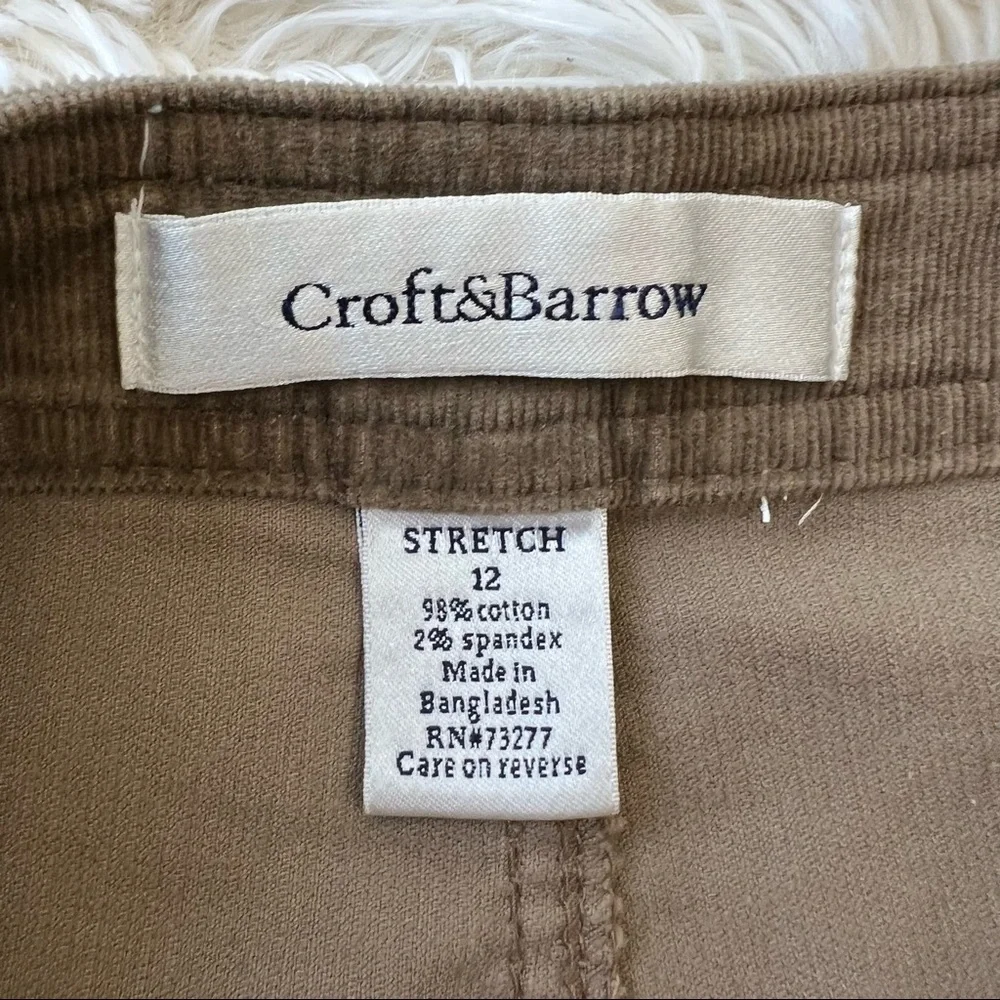 Croft & Barrow tan corduroy fall skirt a line midi skirt Sz 12_4